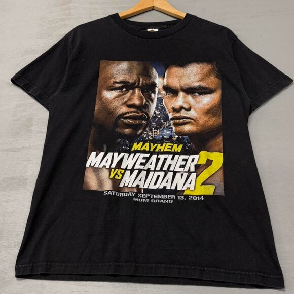 Vintage Floyd Mayweather Marcus Maidana Black Boxing Tee Shirt Medium - Picture 2 of 6